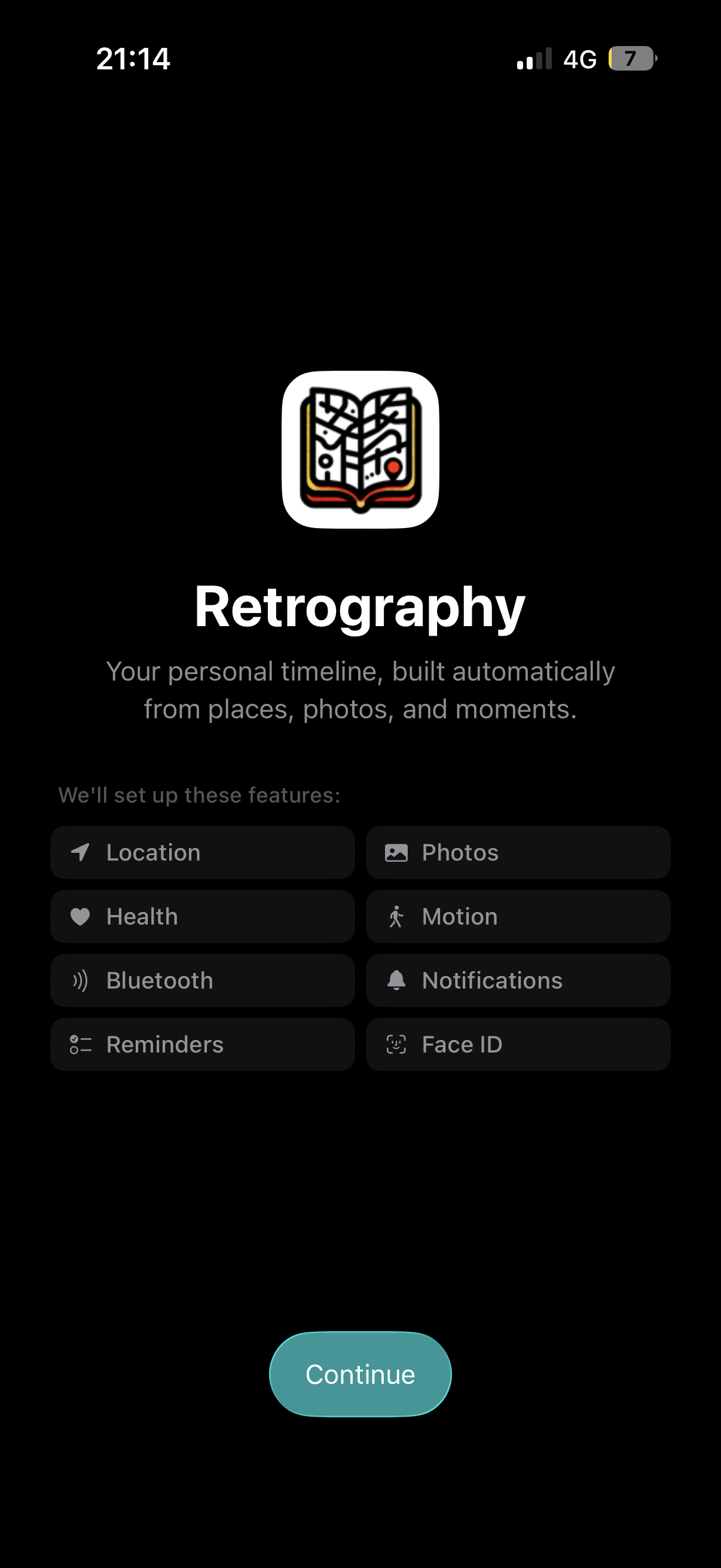 The Retrography welcome screen